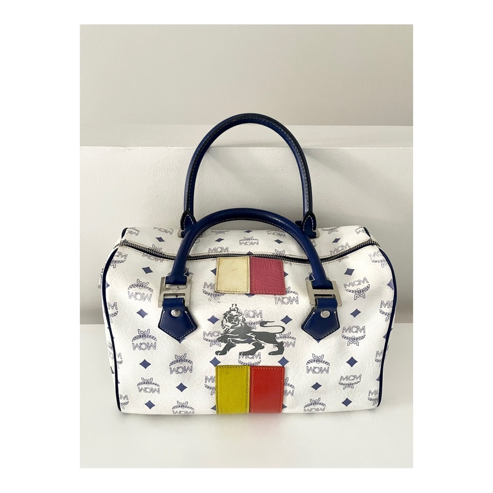 MCM Visetos Lion Princess Boston Bag